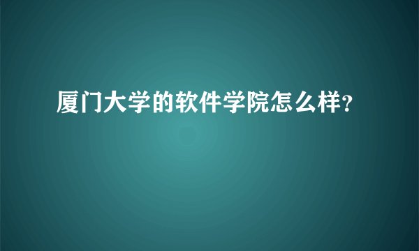 厦门大学的软件学院怎么样？
