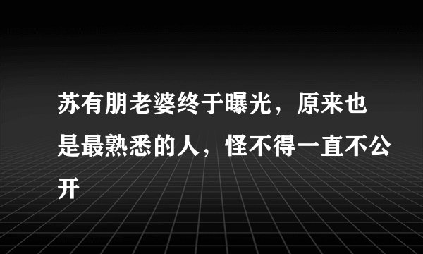 苏有朋老婆终于曝光,原来也是最熟悉的人,怪不得一直不公开