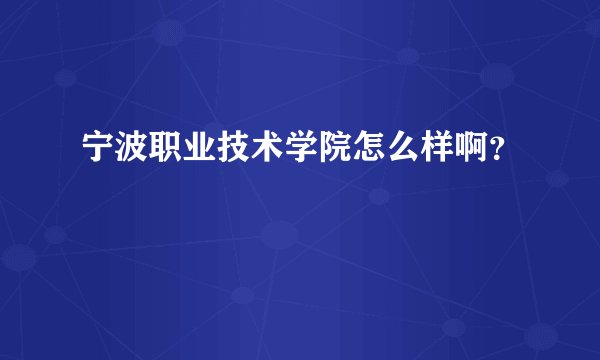 宁波职业技术学院怎么样啊?