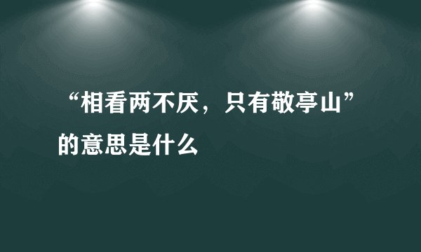 “相看两不厌，只有敬亭山”的意思是什么