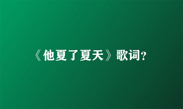 《他夏了夏天》歌词？