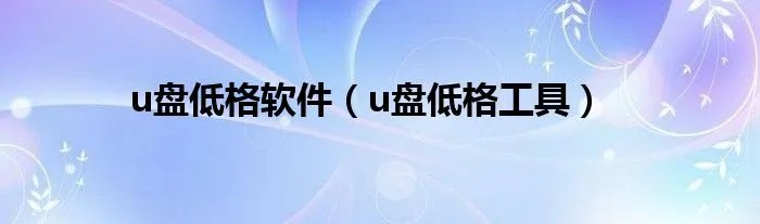 u盘低格软件（u盘低格工具）