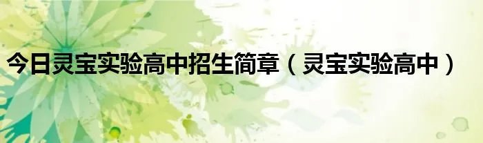 今日灵宝实验高中招生简章(灵宝实验高中)