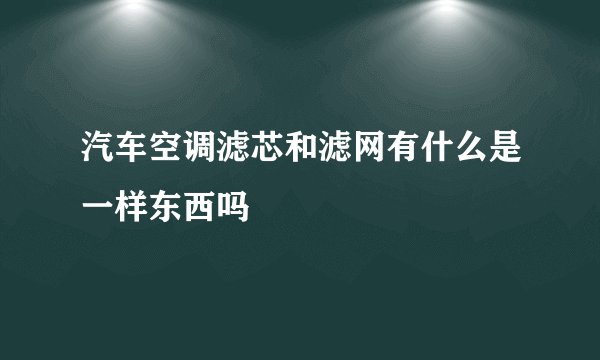 汽车空调滤芯和滤网有什么是一样东西吗