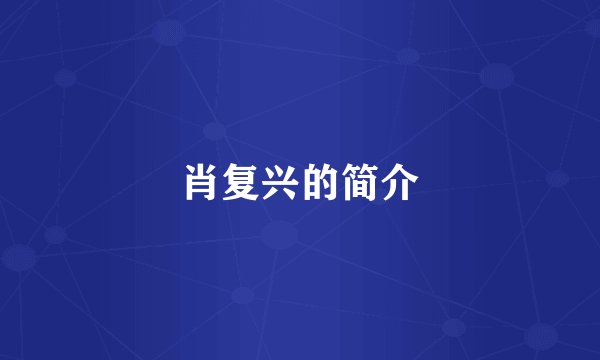 肖复兴的简介