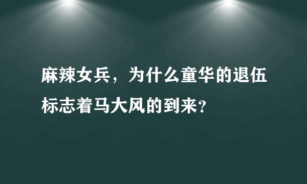麻辣女兵，为什么童华的退伍标志着马大风的到来？