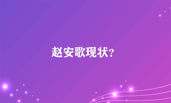 赵安歌现状？