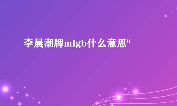 李晨潮牌mlgb什么意思