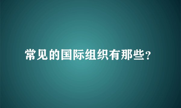 常见的国际组织有那些?