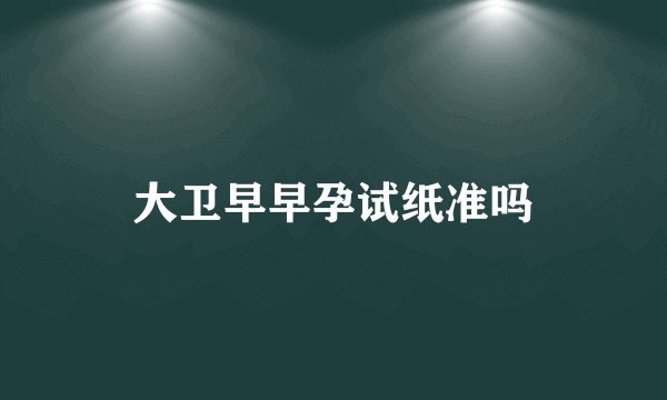 大卫早早孕试纸准吗