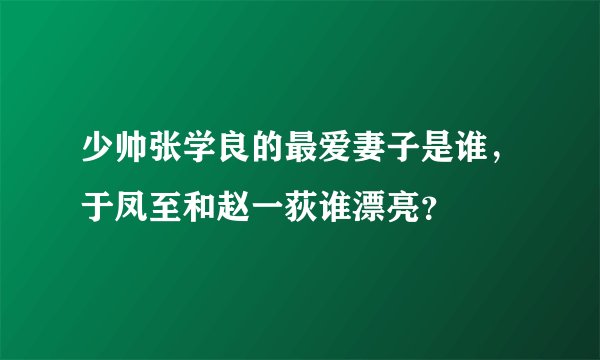 少帅张学良的最爱妻子是谁,于凤至和赵一荻谁漂亮?