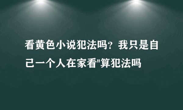 看黄色小说犯法吗？我只是自己一个人在家看''算犯法吗