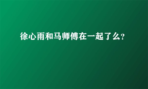 徐心雨和马师傅在一起了么?