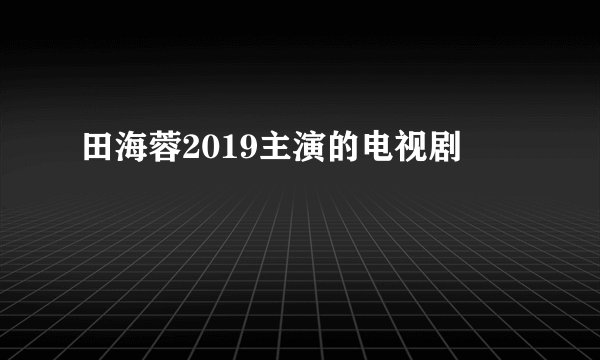 田海蓉2019主演的电视剧