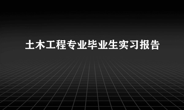 土木工程专业毕业生实习报告
