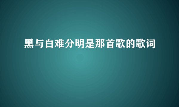 黑与白难分明是那首歌的歌词