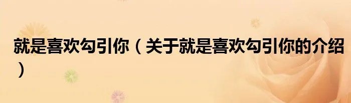 就是喜欢勾引你（关于就是喜欢勾引你的介绍）