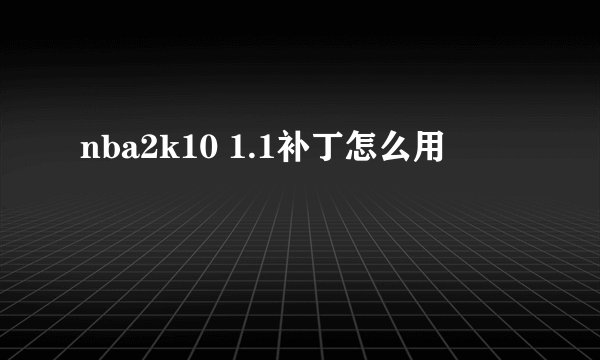 nba2k10 1.1补丁怎么用
