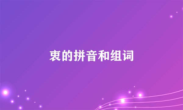 衷的拼音和组词