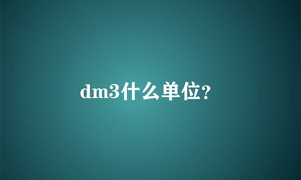 dm3什么单位?