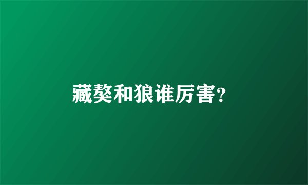藏獒和狼谁厉害？