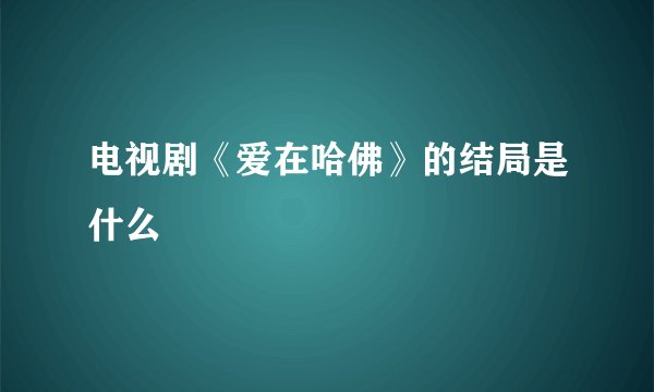 电视剧《爱在哈佛》的结局是什么