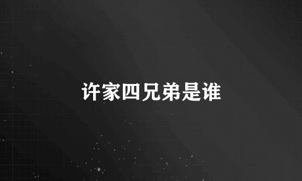 许家四兄弟是谁