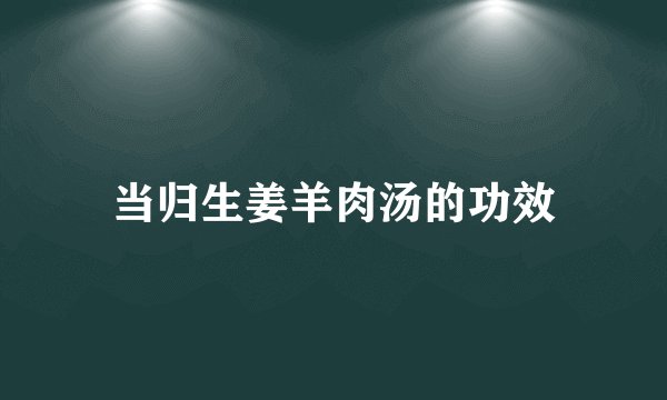 当归生姜羊肉汤的功效