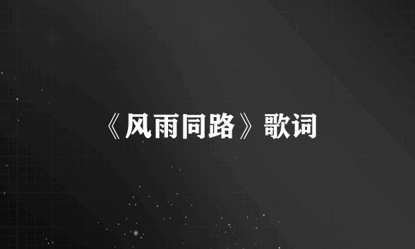 《风雨同路》歌词