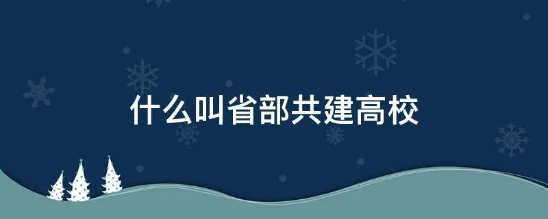 什么叫省部共建高校