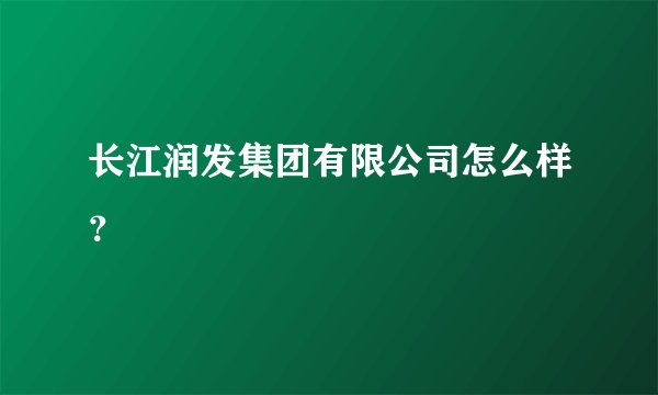 长江润发集团有限公司怎么样?