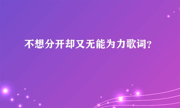 不想分开却又无能为力歌词?