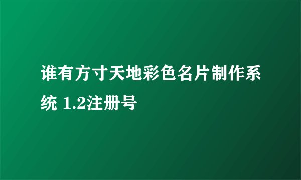 谁有方寸天地彩色名片制作系统 1.2注册号