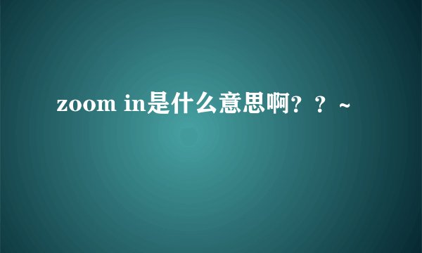 zoom in是什么意思啊？？~