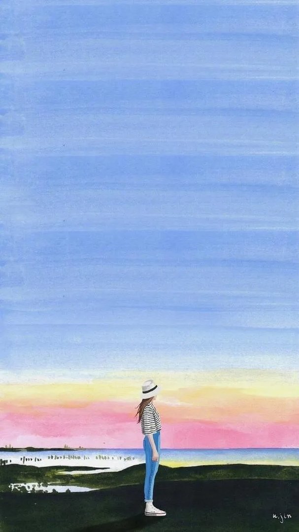 有没有唯美好看的女生背影插画图片？