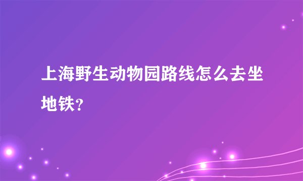 上海野生动物园路线怎么去坐地铁？