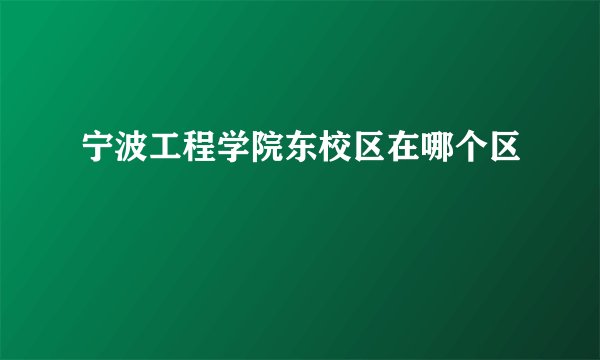 宁波工程学院东校区在哪个区