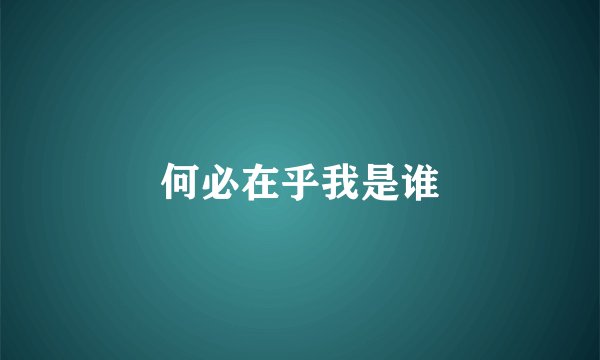 何必在乎我是谁