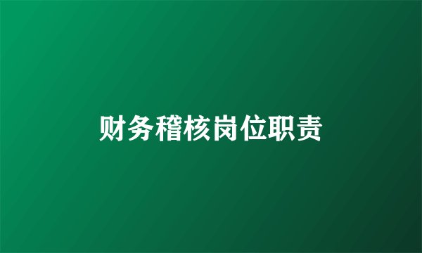 财务稽核岗位职责