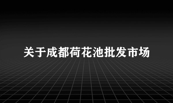 关于成都荷花池批发市场