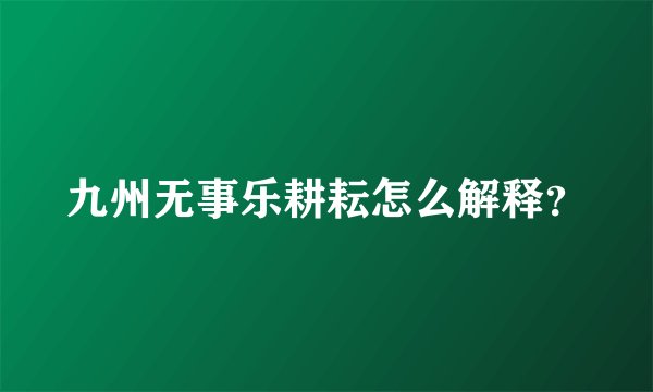 九州无事乐耕耘怎么解释?