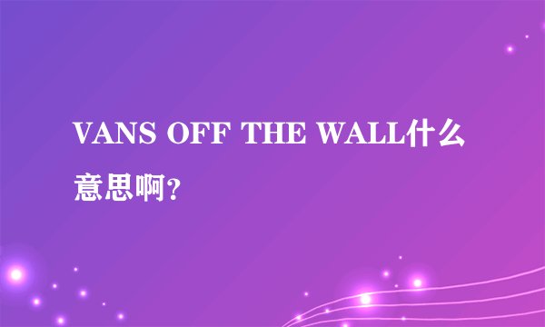 VANS OFF THE WALL什么意思啊?