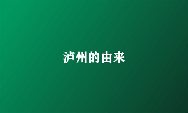 泸州的由来