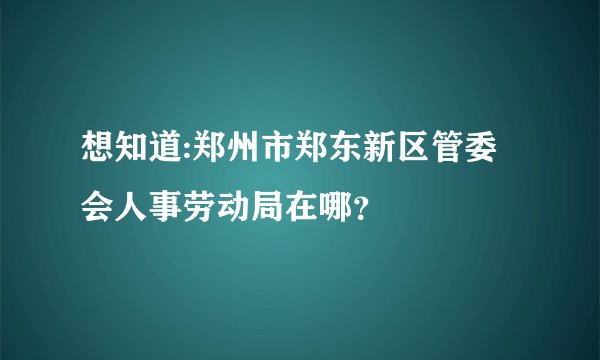 想知道:郑州市郑东新区管委会人事劳动局在哪？