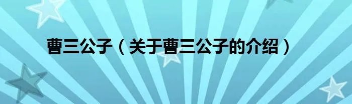 曹三公子（关于曹三公子的介绍）