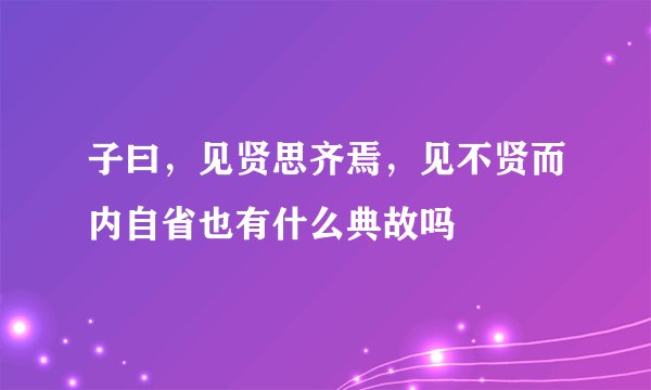 子曰，见贤思齐焉，见不贤而内自省也有什么典故吗