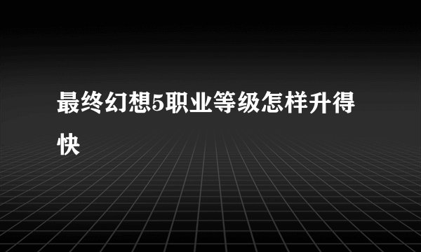 最终幻想5职业等级怎样升得快