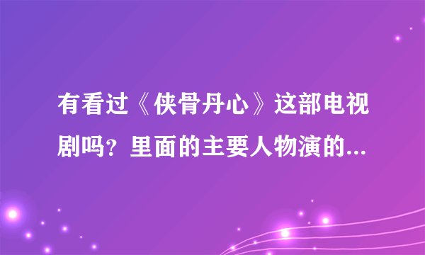 有看过《侠骨丹心》这部电视剧吗？里面的主要人物演的怎么样？