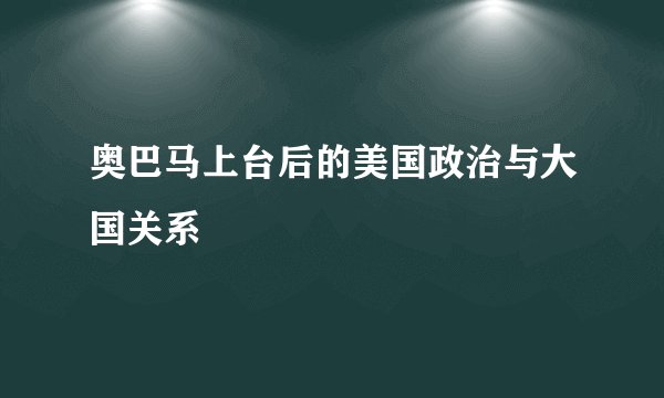 奥巴马上台后的美国政治与大国关系