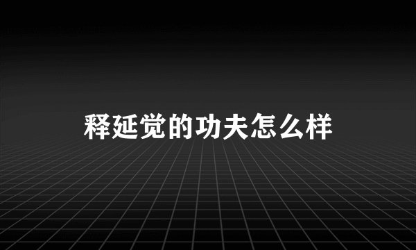 释延觉的功夫怎么样